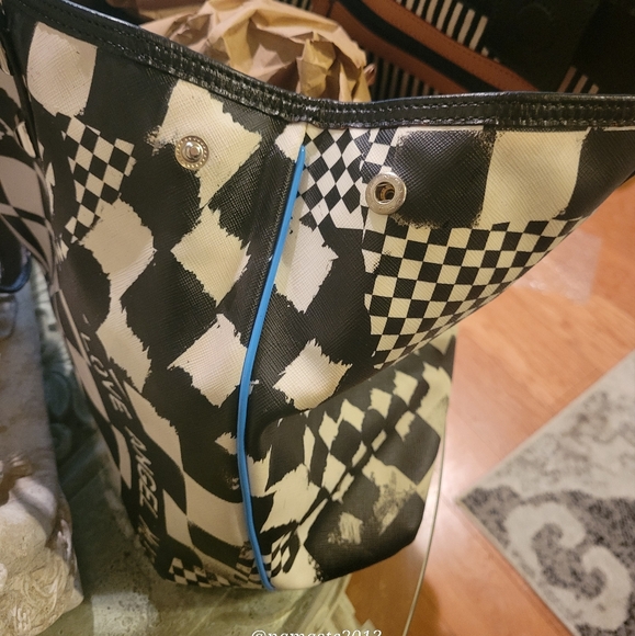 L.A.M.B Gwen Stefani Dartboard Tote Vintage Designer Celebrity Leather Canvas 25 - Picture 12 of 16